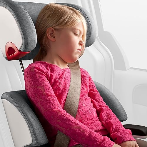 Clek Oobr High Back Booster Seat with Adjustable Headrest, Reclining Design, Latch System, and Retardant-Free Fabric, Railroad - Jamouz