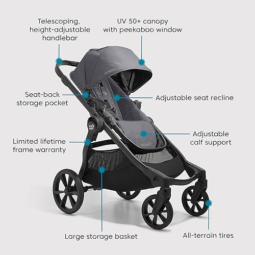 Baby Jogger City Select 2 Single-to-Double Modular Travel System, Includes City GO 2 Infant Car Seat, Radiant Slate - Jamouz