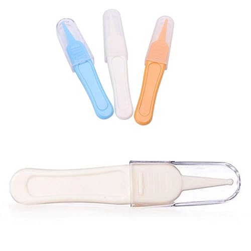 Baby Care Tweezers Portable Newborn Safety Care Ear Nose Navel Cleaning Plastic Tweezers Safety Forceps Set of 3 (3Pc) - Jamouz