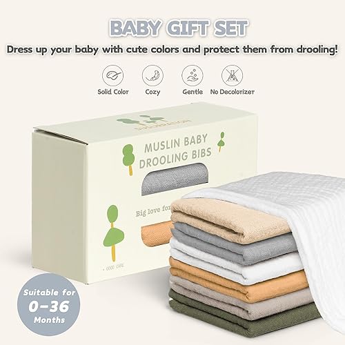 Susurration Muslin Baby Drool Bibs 6Pack Soft Triangular Adjustable Baby Bandana Bibs for Unisex Baby Girls & Boys - Jamouz