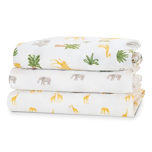 Delta Children 100% Cotton Flannel Baby Receiving Blankets for Girls and Boys – 30x30 Inches (Pack of 2), Safari Friends - Jamouz