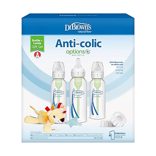 Dr. Brown's Natural Flow® Anti-Colic Options+™ Narrow Bottle to Sippy Gift Set with Soft Silicone Sippy Spout, Removable Silicone Handles, Travel Cap and Bottle Brush - Jamouz