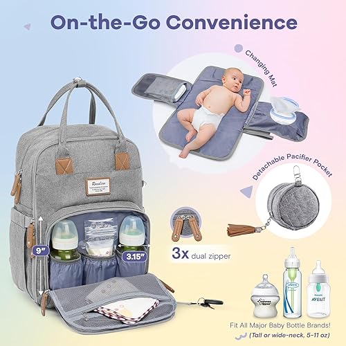 RUVALINO Diaper Bag Backpack, Multifunction Travel Pack Maternity Baby Changing Bags, Large Capacity, Waterproof, Black - Jamouz