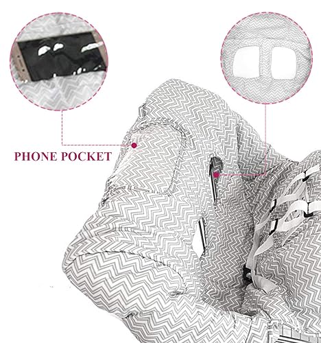 2-in-1 Shopping Cart Cover and Highchair Cover for Baby, Large Size with Sippy Cup Holder, Cell Phone Storage, Shower Gift Idea - Jamouz