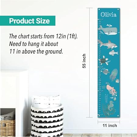 Personalized Kids Canvas Growth Chart, Height Chart, Growth Chart Banner, Train - Jamouz