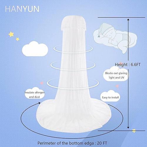 Baby Bed Canopy with Adjustable Clip-on Stand Baby Crib Cot Net Tent Hanging Dome Curtain Netting See Through Mesh Bed Cover Net Stand Rod - Jamouz