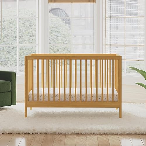 DaVinci Birdie 3-in-1 Convertible Baby Crib - GREENGUARD Gold Certified Crib - Convertible Crib to Toddler Bed and Daybed - Baby Bed w/ 4 Adjustable Heights - Easy to Assemble Wooden Crib - Honey - Jamouz