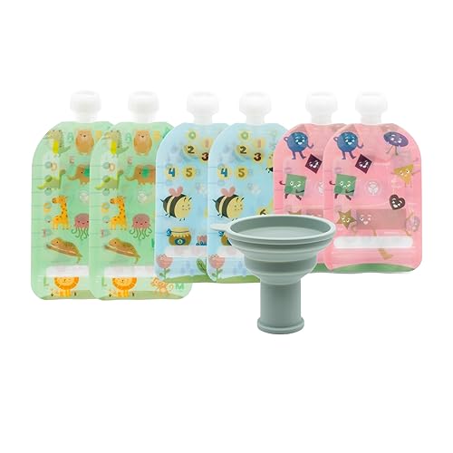 WeeSprout Double Zipper Reusable Food Pouches (5 Fl Oz, Blue) - Jamouz