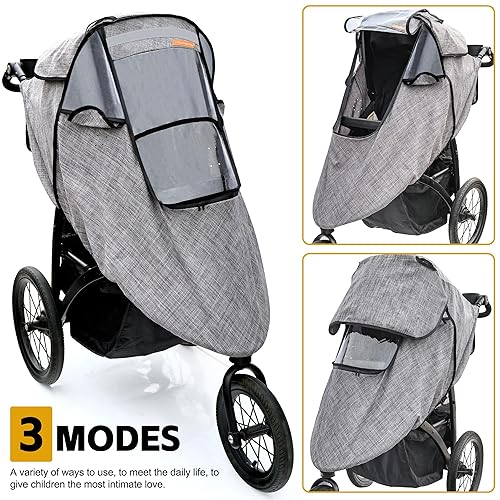 Stroller Rain Cover,Universal Stroller Accessory,Waterproof,Windproof Protection,Protect from Dust Snow,Baby Travel Weather Shield(Grey) - Jamouz