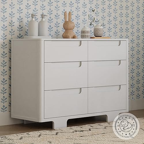babyletto Yuzu 6-Drawer Dresser in White and Natural, Greenguard Gold Certified - Jamouz
