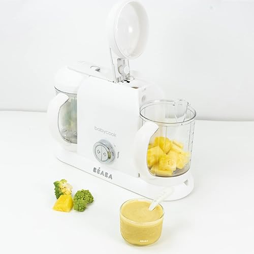 BEABA Babycook Duo 4 in 1 Baby Food Maker, Puree Steamer and Blender for Purees, Grinder with Auto Steam Cooking, Lrg 9.1 Cup Capacity, Makes 54 Servings in 20 Mins, Charcoal - Jamouz