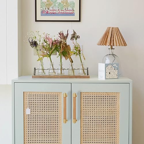 Modern Mid Century Brass and Wood Cabinet Pulls 3 Inch Center to Center Hole 4Pack Kitchen Drawer Handle Unfinished Dresser Knob for Closet Cupboard Wardrobe Brushed Finish - Jamouz