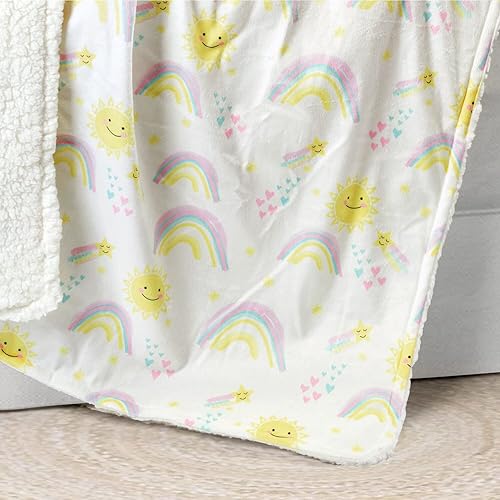 Lush Decor Sunshine Rainbow Soft Sherpa Receiving/Throw Blanket, 40' x 30', Yellow - Jamouz