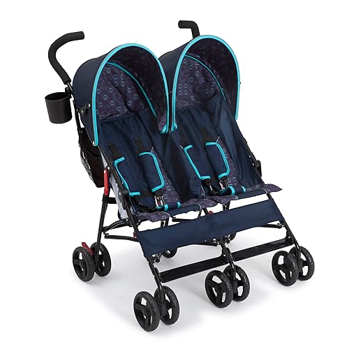 Delta Children LX Side by Side Stroller - with Recline, Storage & Compact Fold, Grey - Jamouz