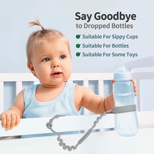 Toy Straps, Pacifier Holder Clip with Self-Adjusting Bayonet, Pure Silicone Material Without BPA; Can Be Used for Teethers, Feeding Bottles, Toys, Baby Cribs, High Chairs(Blue-3ps) - Jamouz