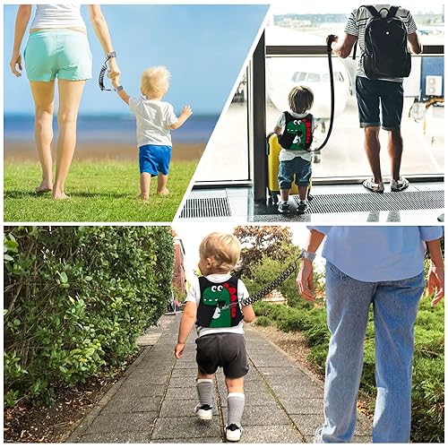 Toddler Leash-Baby Walking Safty Harness and Child Anti Lost Wrist Link for Girls/Boys Travel (Green) - Jamouz
