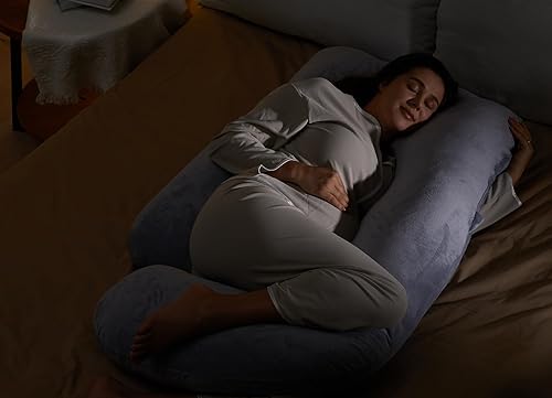 Momcozy Pregnancy Pillows for Sleeping, U Shaped Full Body Maternity Pillow with Removable Cover - Support for Back, Legs, Belly, HIPS for Pregnant Women, 57 Inch Pregnancy Pillow for Women, Grey - Jamouz