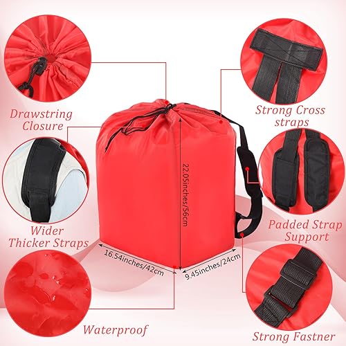 Booster Seat Travel Bag for Airplane Durable Backless Car Seat Bags Cover for Waterproof Foldable Airport Check Backpack with Padded Shoulder Straps(Red,Solid Color Style) - Jamouz