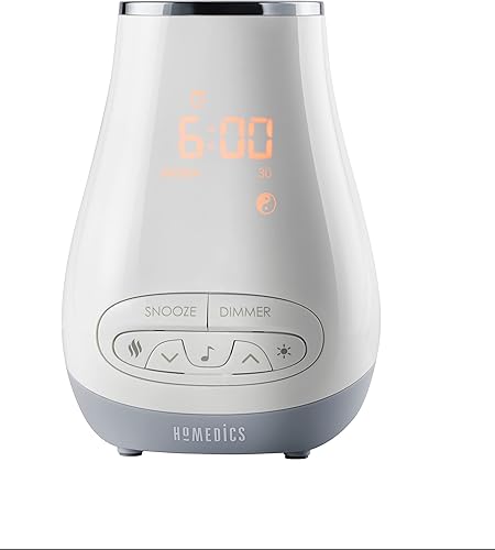Homedics White Noise Sound Machine for Baby, Kids or Adults with Essential Oil Diffuser, 6 Soothing Sleep Sounds, Bluetooth Speaker, Night Light and Digital Alarm Clock - Jamouz