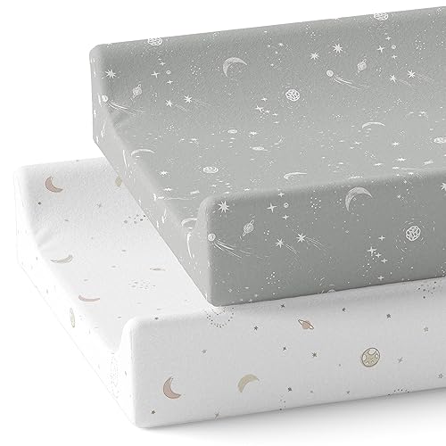 Baby Changing Pad Cover 2-Pack for Girls (Fleurette) - Premium Fitted Sheets Baby Diaper Changing Table Cover - Buttery Soft Cotton Blend - Jamouz