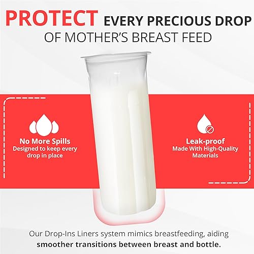 Playtex Baby Nurser Pre-Sterilized Disposable Drop-Ins Bottle Liners, Anti-Colic, Gas Reduction, Closer to Breastfeeding, 8 Oz, 100 Count - Jamouz