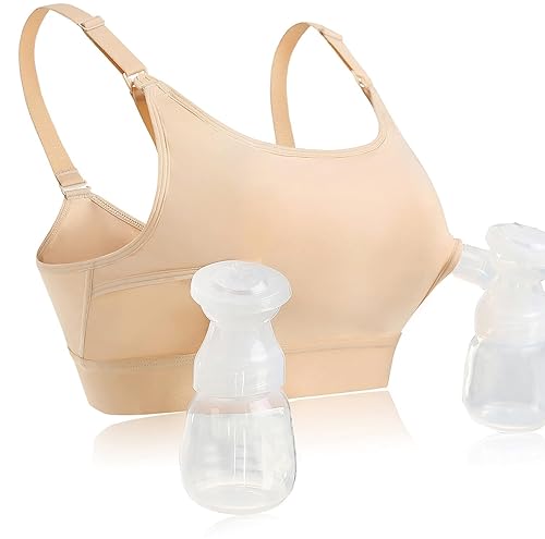 Hands Free Pumping Bra Hands-Free Breast Pump Bra Nursing Bras for Pumping Adjustable Breast-Pumps Holding and Nursing Bra (Black, Large) - Jamouz
