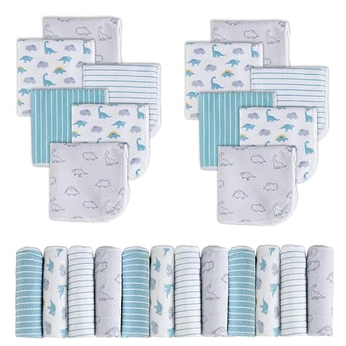 Viviland Baby Washcloths, 24Pack Baby Wash Cloths for Newborn, Baby Towels and Infant Bath Face Washcloths for Boys Girls Super Soft Absorbent, Gentle on Sensitive Skin Body, 9x9 Blue Elephant - Jamouz