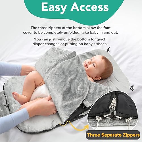 Warm Bunting Bag, Universal Stroller Cover for Winter Sleeping Bag Blanket Cold Weather, Waterproof Toddler Footmuff (Black, Large) - Jamouz