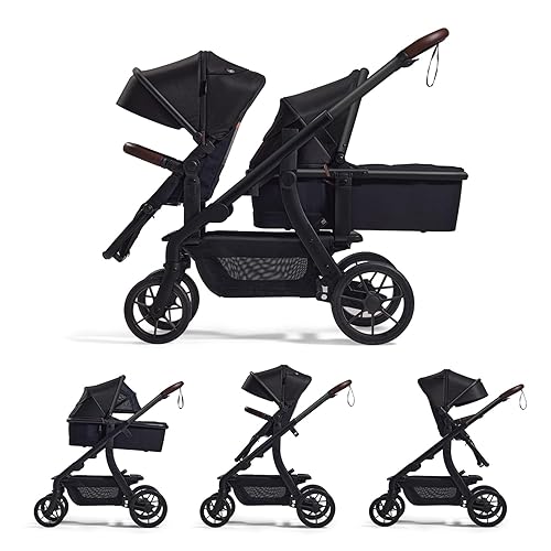 Momcozy ChangeGo Baby Stroller, Convertible Single-to-Double-to-Wagon Stroller with 23 Configurations, Bassinet and Seat Included, Large PU Wheels, All-Wheel Suspension ＆ Extendable UPF50+ Canopy - Jamouz