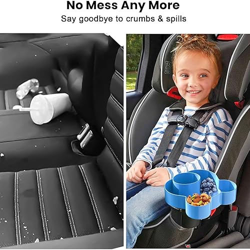 Car Seat Snack Tray - Travel Tray for Kids Car Seat, Stroller, Booster and Anywhere with a Cup Holder, Toddler Road Trip Essentials Food Plate for Snacks, Toys, Entertainment (Pink) - Jamouz