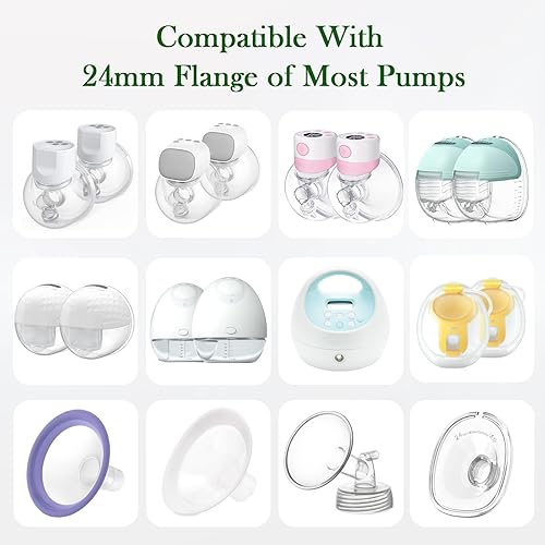 Flange Sizing Kit with 10PCS Silicone Flange Inserts 13/15/17/19/21mm & Nipple Measurement Tool & Cleaning Brush, Breast Pump Flange Insert Kit for 24mm Most Pumps, Breastfeeding Essentials - Jamouz