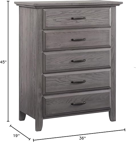 Soho Baby Chandler Premium 5-Drawer Dresser Chest, Graphite Gray - Jamouz