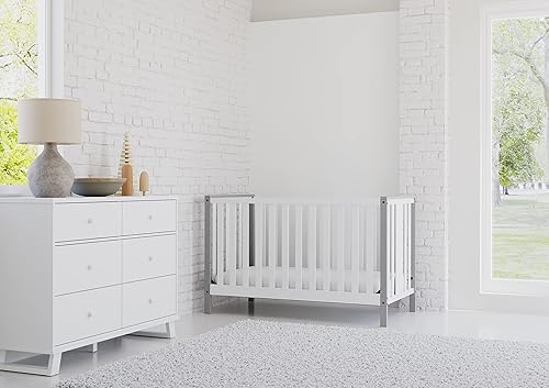 Storkcraft Modern Pacific 4-in-1 Convertible Crib (White with Vintage Driftwood) – GREENGUARD Gold Certified, Converts from Baby Crib to Toddler Bed and Full-Size Bed, Adjustable Mattress Support Base - Jamouz