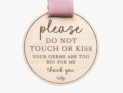 Please Do Not Touch or Kiss Baby Sign, Do Not Touch Baby Wooden Sign, No Touching Baby Car Seat Sign or Stroller Tag, Do Not Touch Sign for Newborn Baby - Jamouz