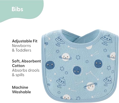 The Peanutshell Baby Boy or Girl Terry Bibs Set of 10-100% Cotton, Soft, Absorbent Baby Bibs for Boys and Girls, Unisex Toddler Baby Boy or Girl Bibs Set, Newborn & Infant Bib - Soft Neutral - Jamouz