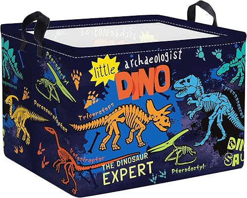 Clastyle 45L Large Boho Dinosaur Boy Book Toy Storage Basket Dino Palm Tree Clothes Laundry Hamper for Kid Room Nursery, Colorful - Jamouz