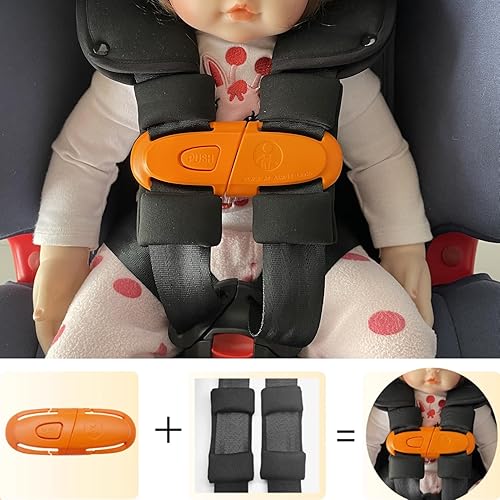Universal Child Car Seat Chest Harness Clip Universal Safer Belt Clip Buckle Lock Stroller Chest Clip Adjustable Guard for Baby and Kids (Black) - Jamouz