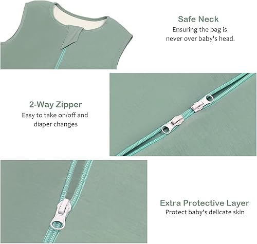 Rayon Made from Bamboo Toddler Sleep Sack with Feet, 1.5 TOG Sleeveless Toddler Sleep Sack, 2-Way Zipper - Jamouz
