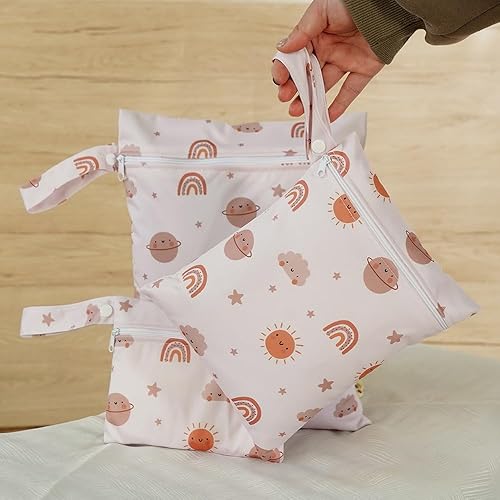 Diaper Wet Dry Bags for Baby Cloth Diapers - 3pcs/set Waterproof Reusable Washable Travel Bags, Gym Bag, Pool, Daycare Soiled Baby Items Yoga Gym Bag for Swimsuits & Wet Clothes (Bear) - Jamouz