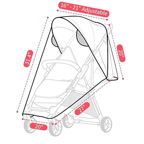 Clear Stroller Rain Cover, Universal Waterproof Baby Stroller Travel Weather Shield from Wind Snow Dust, with Breathable Ventilation for Most Single Strollers, Jogging, Pushchairs - Jamouz