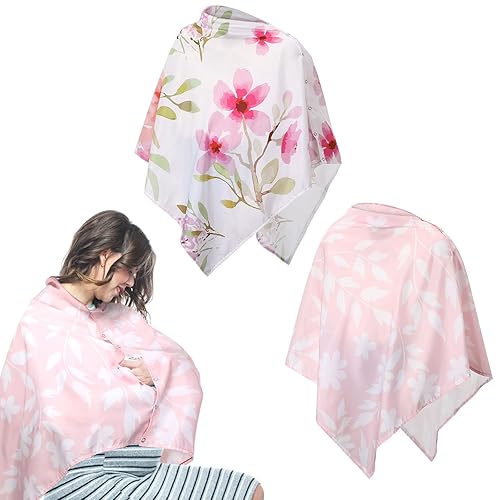 2 Pcs Nursing Cover for Breastfeeding Soft Breastfeeding Cover for Infants Nursing Apron Cover with Flowers and Leaf for Mother Breastfeeding - Jamouz