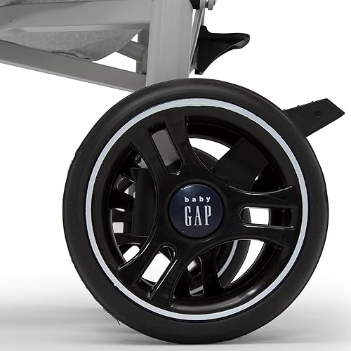 babyGap Classic Stroller - Lightweight Stroller with Recline, Compact Fold & Removable Parent Organizer - Made with Sustainable Materials, Grey Stripes - Jamouz