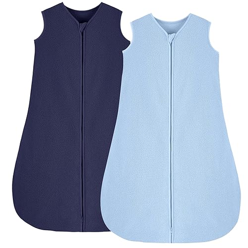 Looxii Fleece Baby Sleep Sack 0-6 Months 2 Pack 1.5 TOG Baby Wearable Blanket with 2-Way Zippers Soft Warm Toddler Sleeping Sack - Jamouz