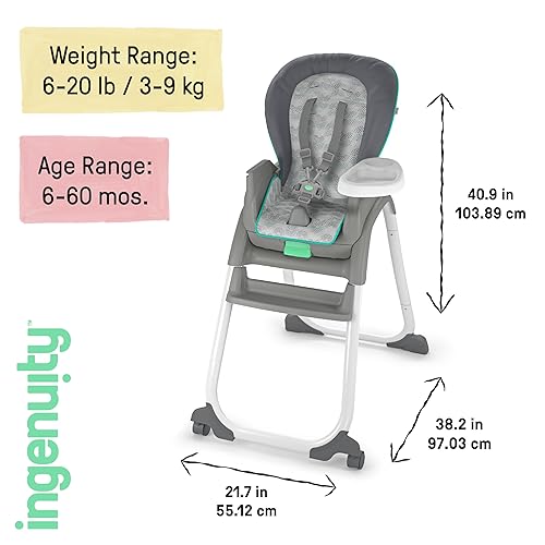 Ingenuity Full Course 6-in-1 High Chair - Baby to 5 Years Old, 6 Convertible Modes, 2 Dishwasher Safe Trays - Astro, 13108 - Jamouz