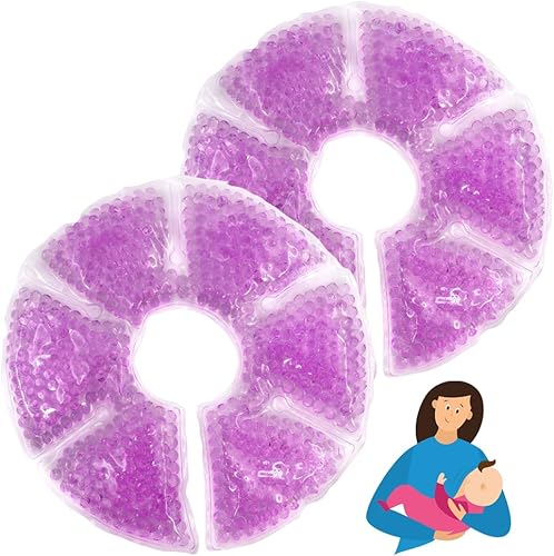 Breast Therapy Ice Packs, Hot and Cold Breast Pads, Breastfeeding Essentials Large Gel Bead Packs for Moms, 2 Pack - Jamouz