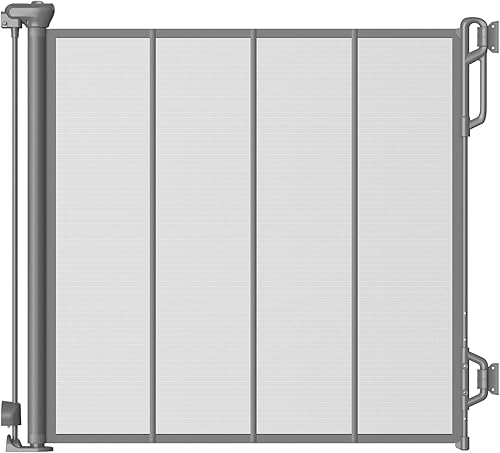 Reinforced Retractable Baby Gate or Mesh Dog Gate,Easy to Use for Stairs, Doorways, Hallways, Indoor, Outdoor, Wide Pet Gate 33.5' Tall, Extends to 55' Wide, Gray - Jamouz