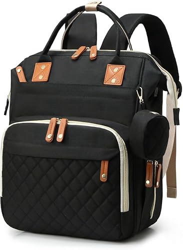 Diaper Bag Backpack,Large Capacity & Waterproof Baby Diaper Bag with USB Charging Port,Insulated Bottle Pockets & Stroller Straps,Multifunctional Travel Backpack for Moms & Dads,Black - Jamouz