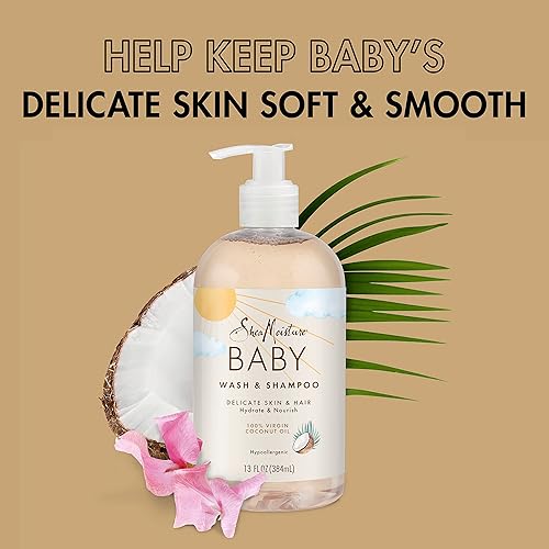 SheaMoisture Baby Wash and Shampoo 100% Virgin Coconut Oil for Baby Skin Cruelty Free Skin Care 13 oz - Jamouz