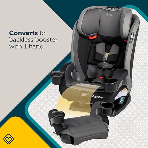Safety 1st Everslim DLX Slim Convertible Car Seat– A 4-in-1 Convertible Child Safety Car Seats; Baby Car Seats for 5-100 lbs, Dunes Edge - Jamouz