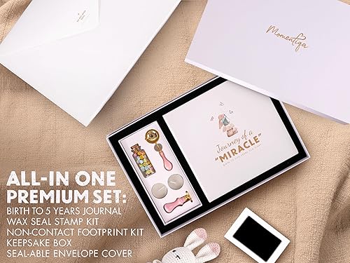 Premium Pregnancy Journal for First Time Moms 2025, All-in-One Keepsake Box with Wax Seal Kit and Footprint Kit Included, Elegant Baby Memory Book Gift Set with Photo Album, Bump to Birth - Jamouz